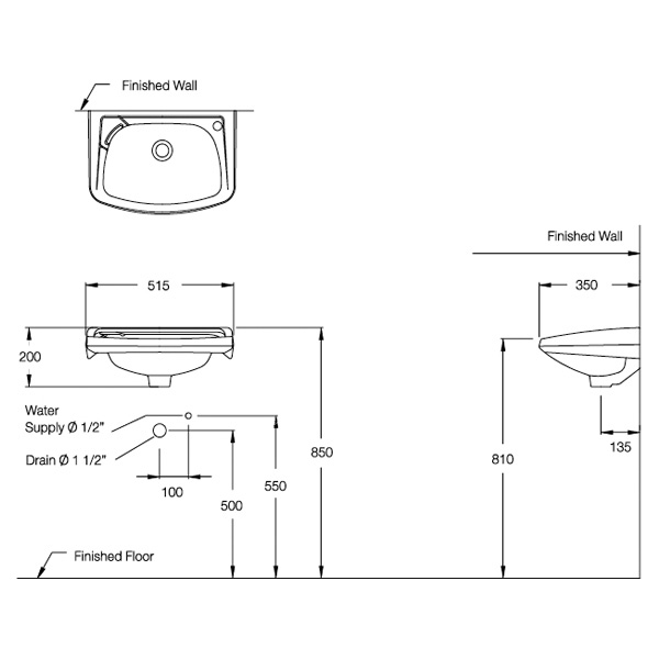 Thông số kỹ thuật chậu rửa lavabo Cotto C002