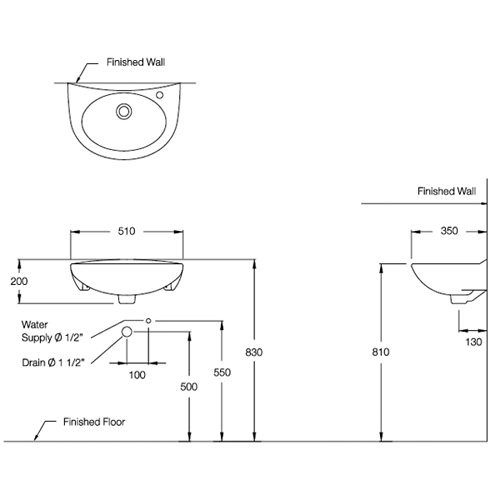 Thông số kỹ thuật sản phẩm chậu rửa lavabo Cotto C005