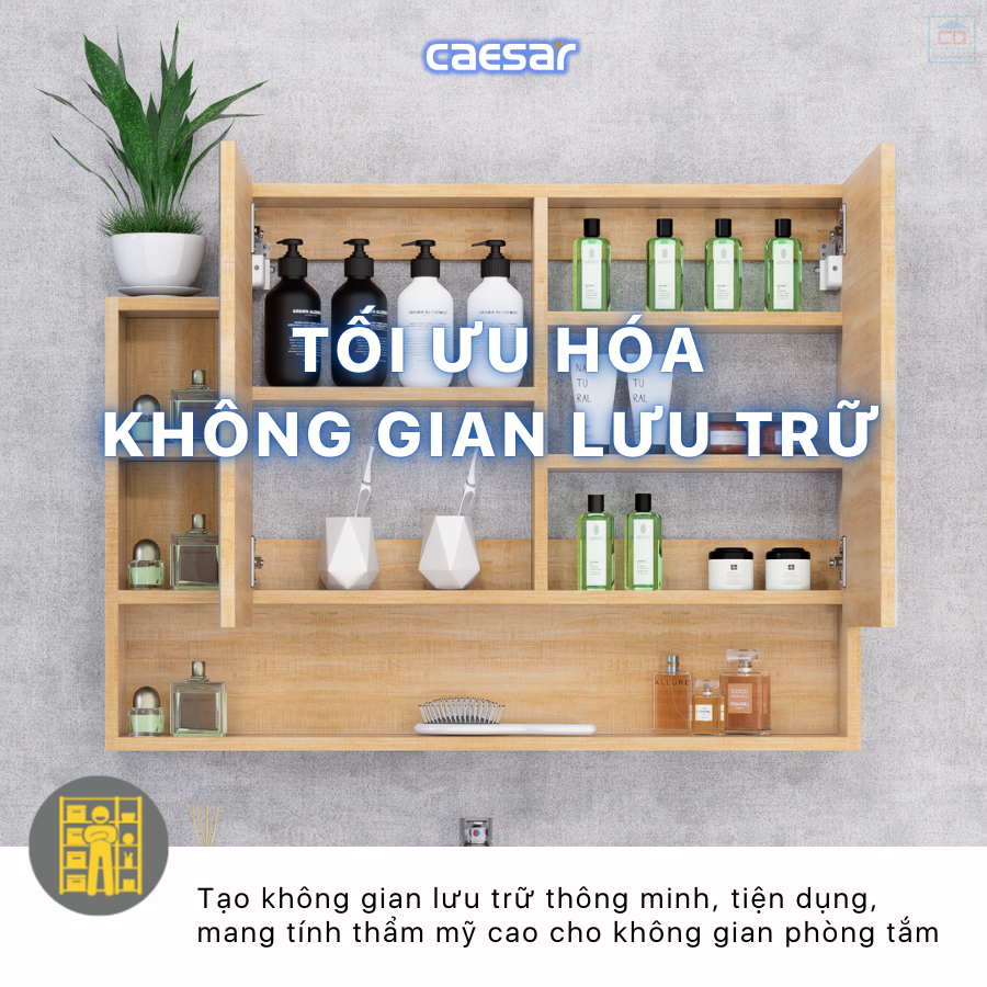 Tủ gương Caesar EM01100W7V tối ưu không gian