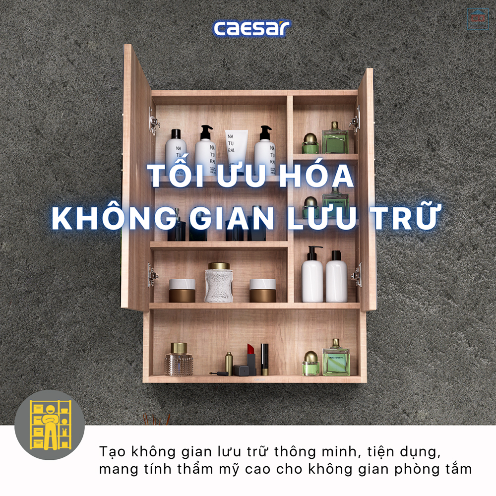 Tủ gương Caesar EM1160W7V tối ưu không gian