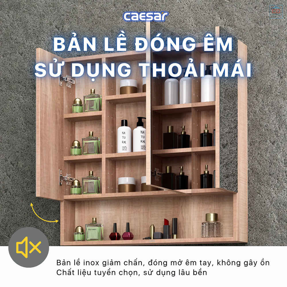 Tủ gương Caesar EM1180W7V đóng êm