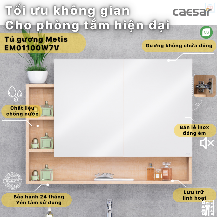 Tủ gương Metis EM01100W7V