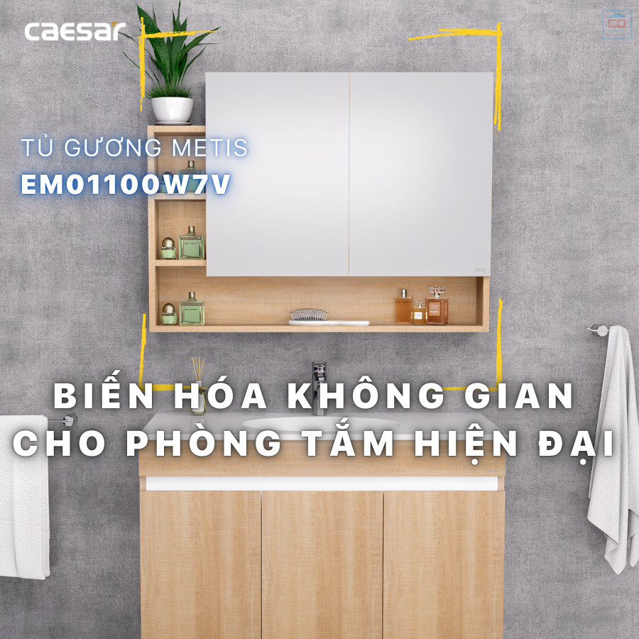 Tủ gương phòng tắm Caesar EM01100W7V