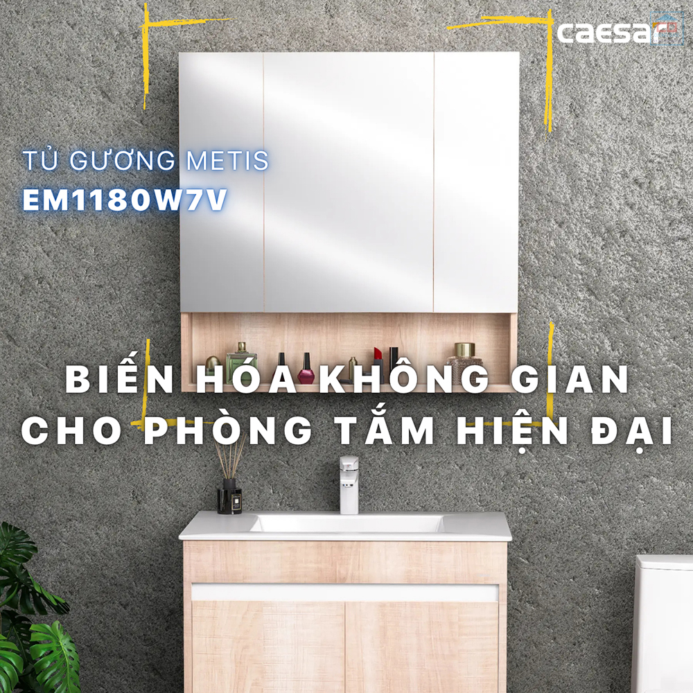 Tủ gương phòng tắm Caesar EM1180W7V