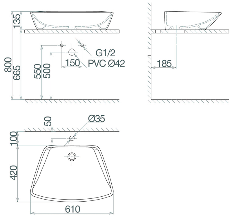 Bản vẽ kỹ thuật lavabo Viglacera CD17