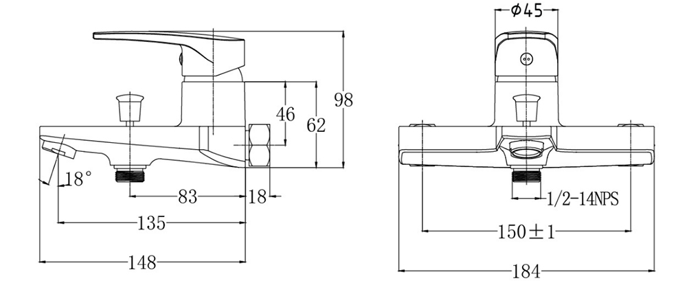 Bản vẽ kỹ thuật sen tắm Caesar S393CG
