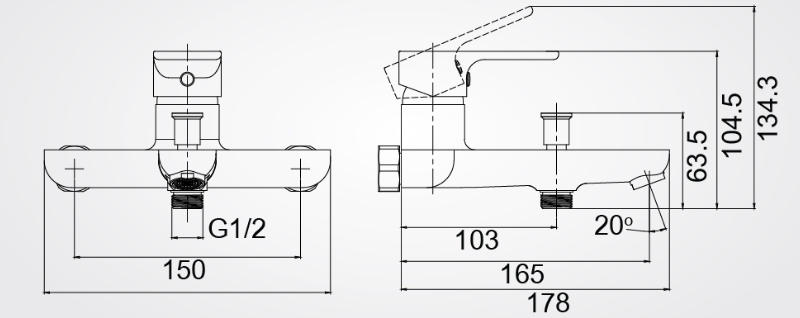 Bản vẽ kỹ thuật sen tắm Caesar S503C