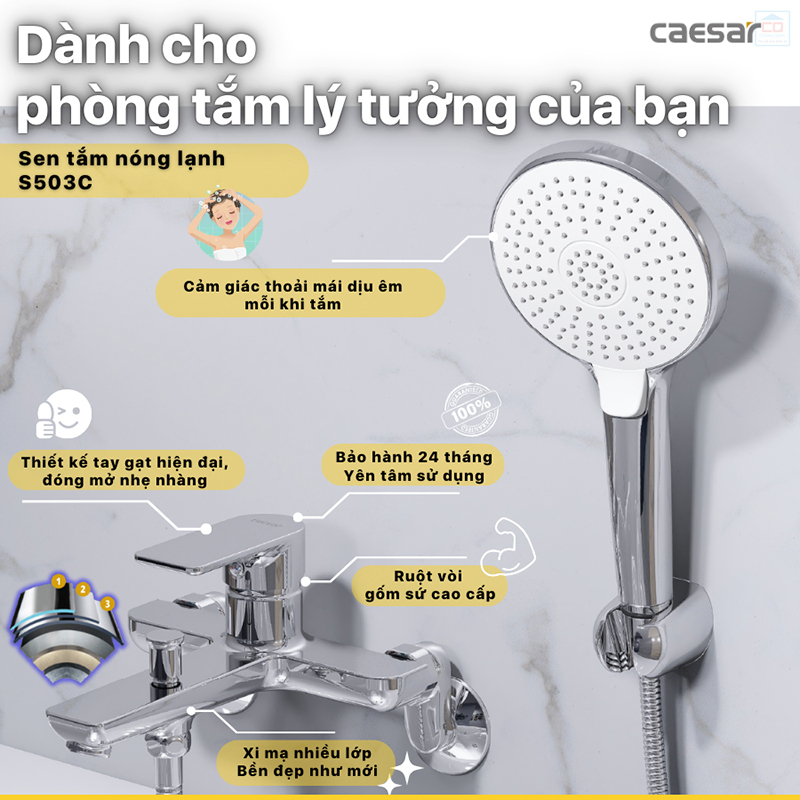 Sen tắm nóng lạnh Caesar S503C