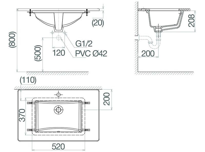 Bản vẽ kỹ thuật lavabo Viglacera US2