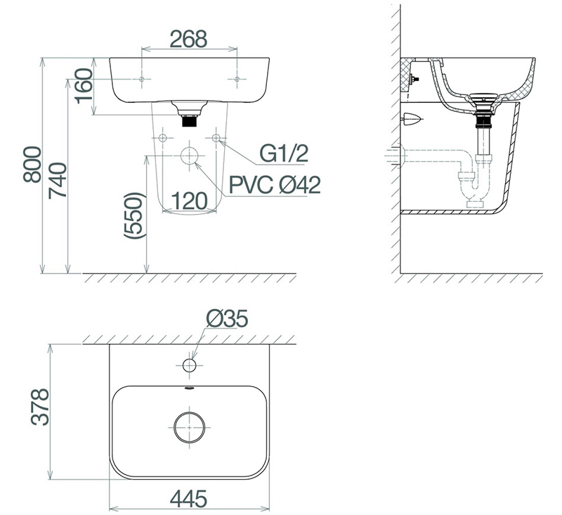 Bản vẽ kỹ thuật lavabo Viglacera V23