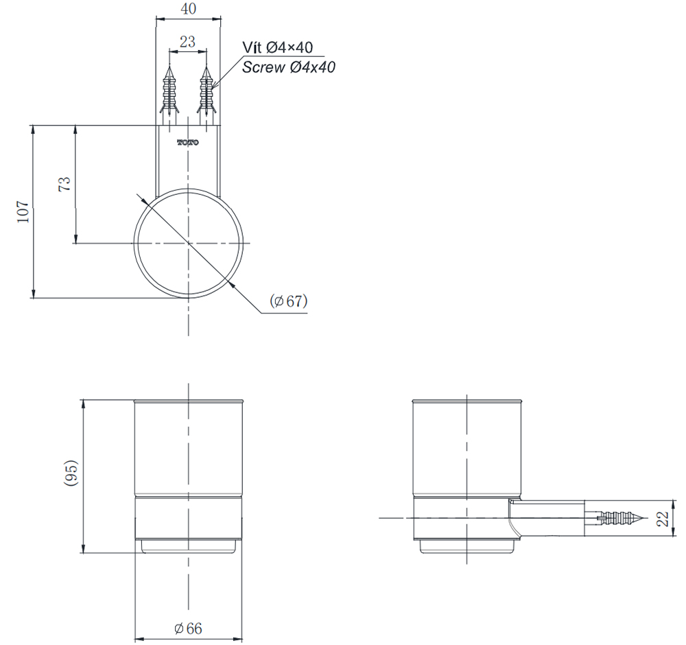 Bản vẽ kỹ thuật lô bàn chải TOTO YAT201V