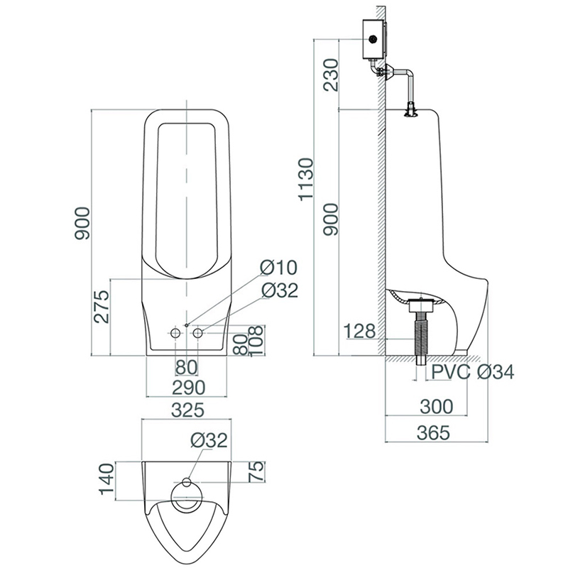 Bản vẽ kỹ thuật tiểu nam Viglacera BS604