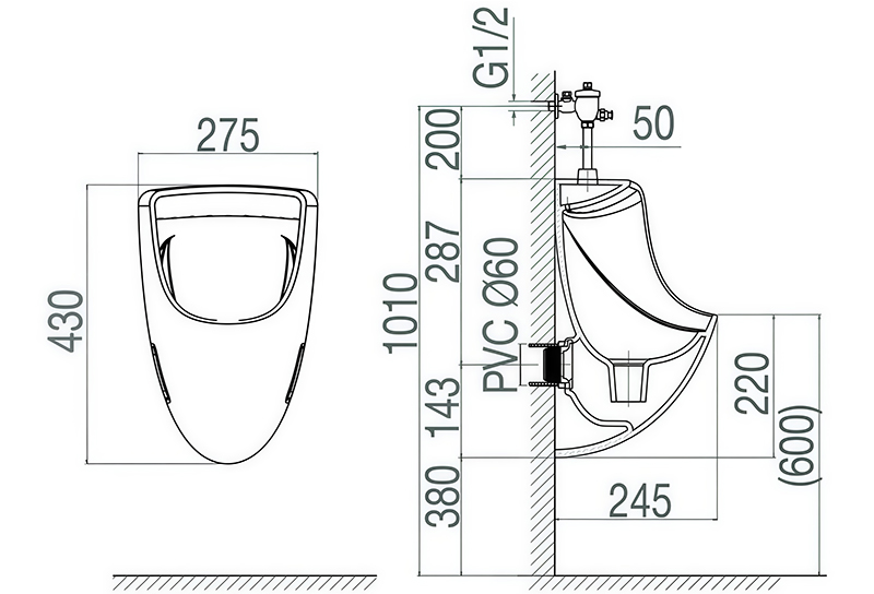 Bản vẽ kỹ thuật tiểu nam Viglacera TT3
