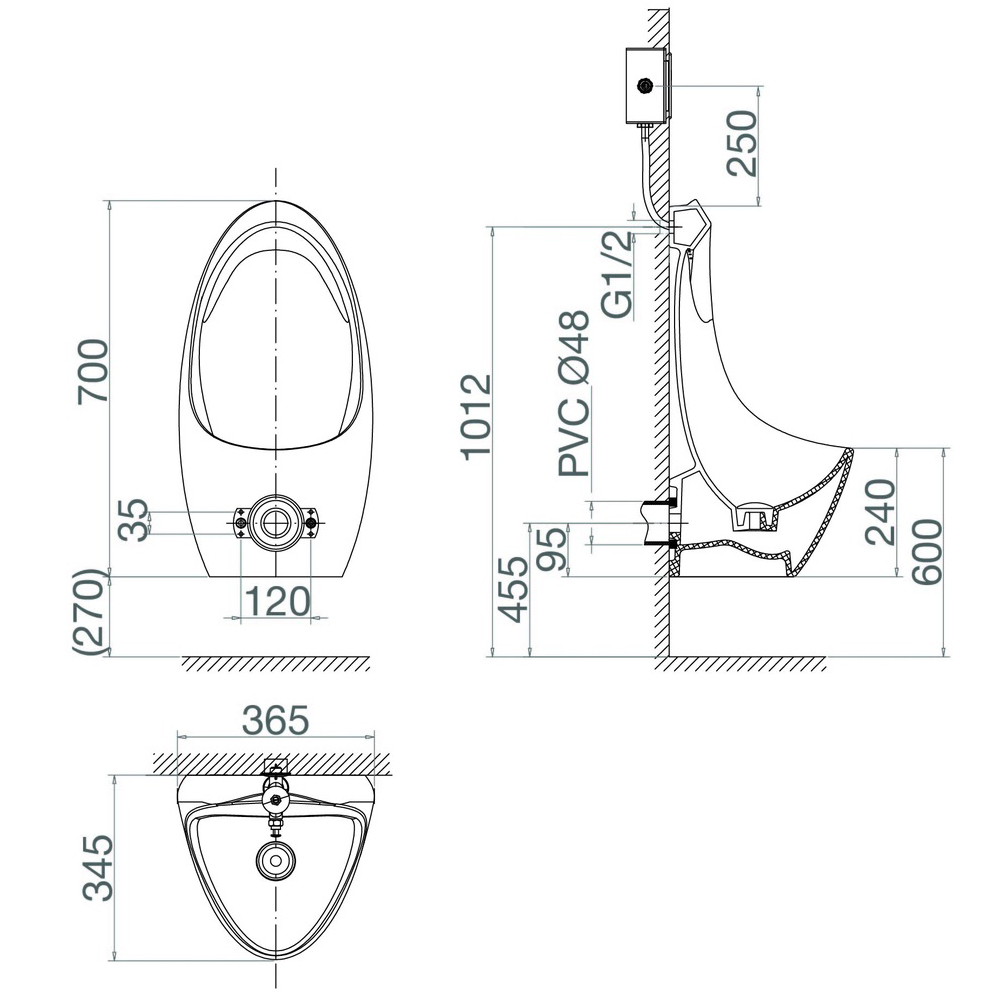 Bản vẽ tiểu nam Viglacera T9 cấp &acirc;m