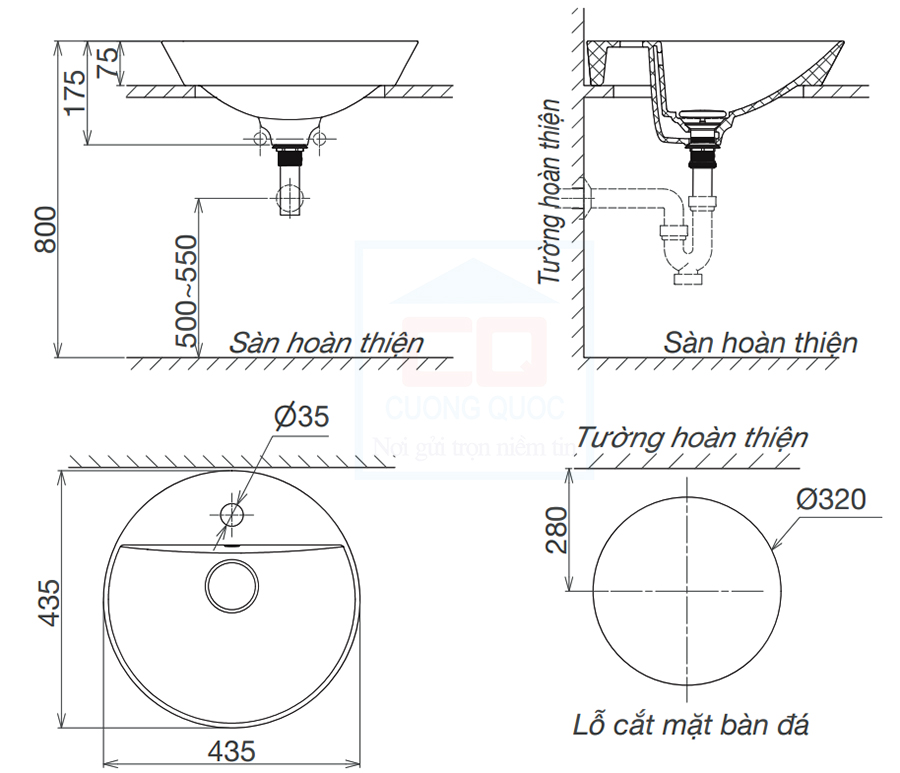 Bản vẽ kỹ thuật lavabo Viglacera V26