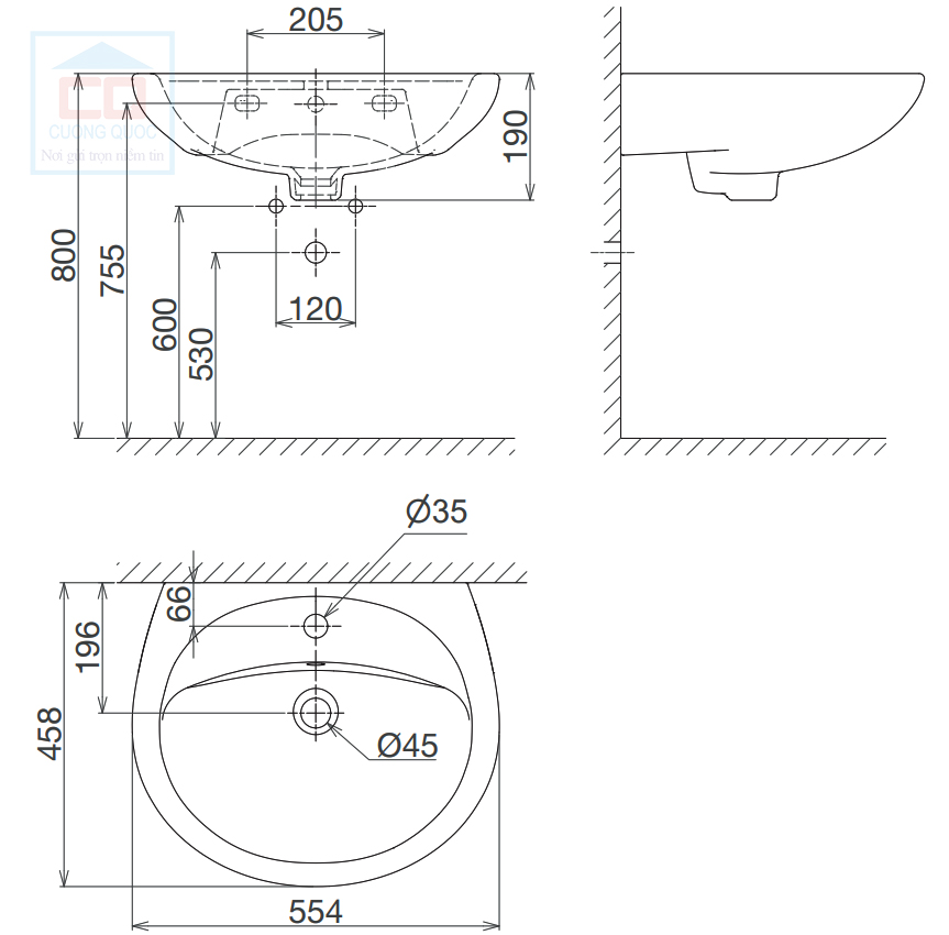 Bản vẽ kỹ thuật lavabo Viglacera BS409
