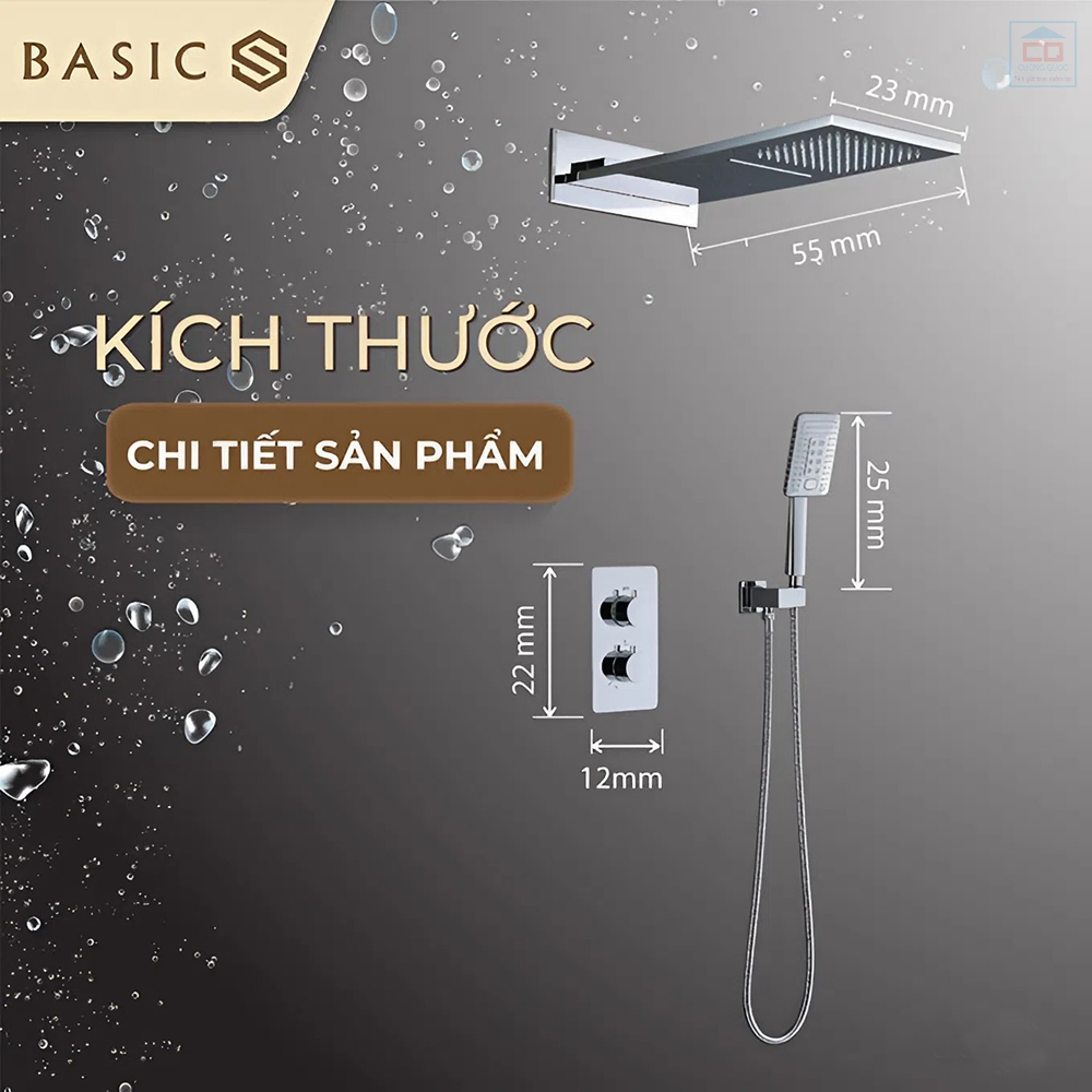 K&iacute;ch thước sen tắm Basic Lux