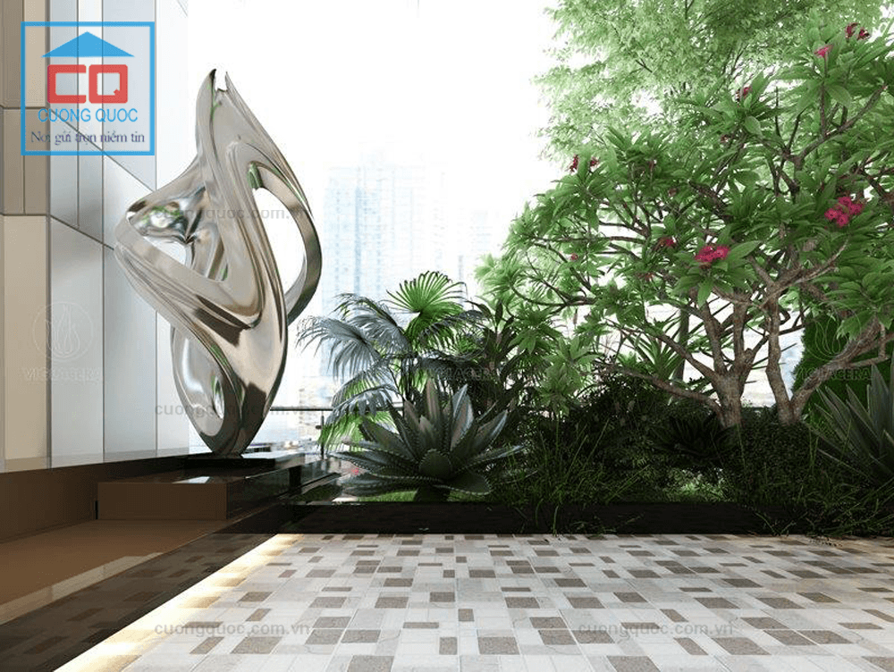 Phối cảnh gạch s&acirc;n vườn 40x40 Viglacera SG401