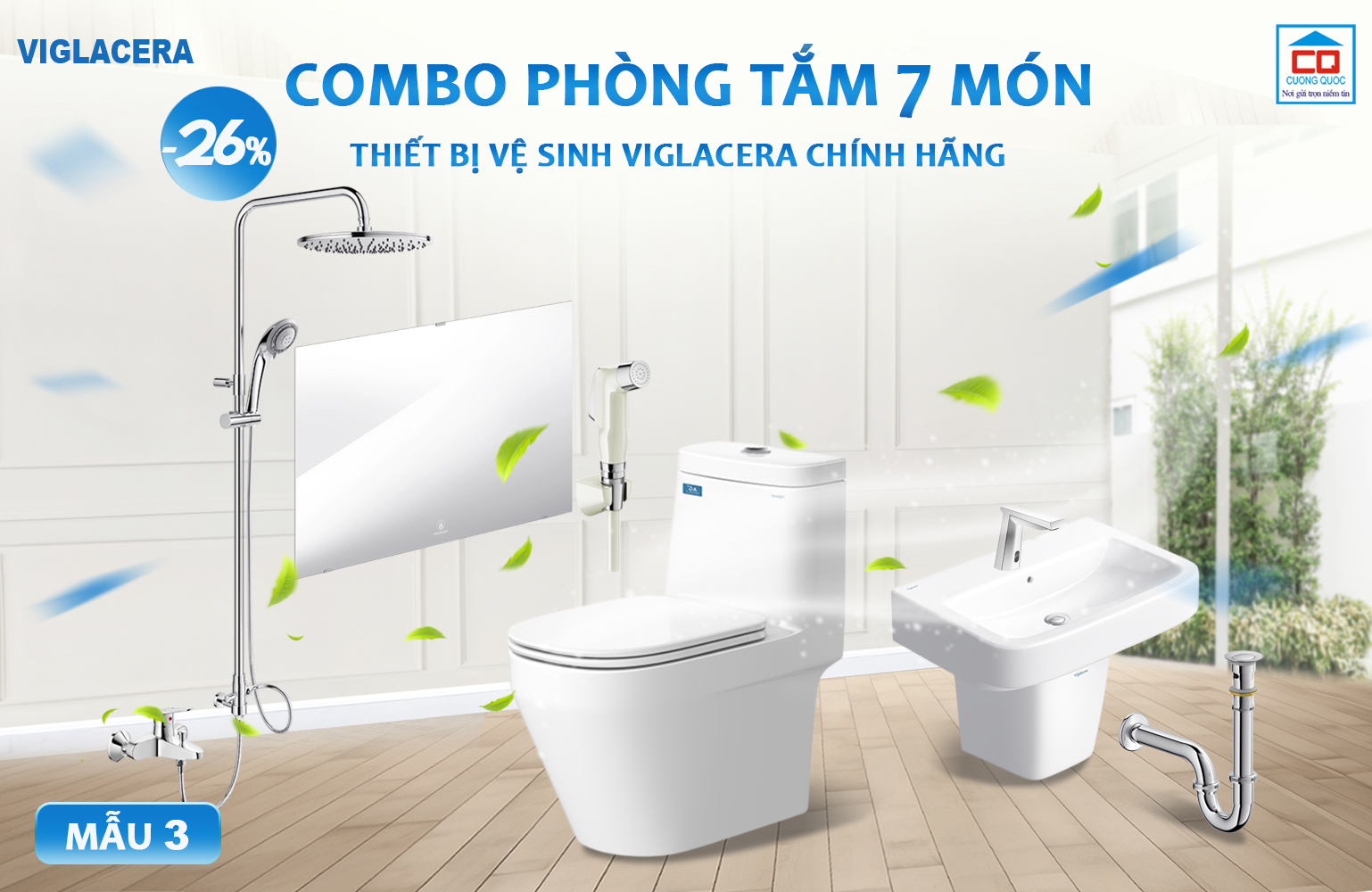 Bộ thiết bị vệ sinh Viglacera cho c&ocirc;ng tr&igrave;nh 3