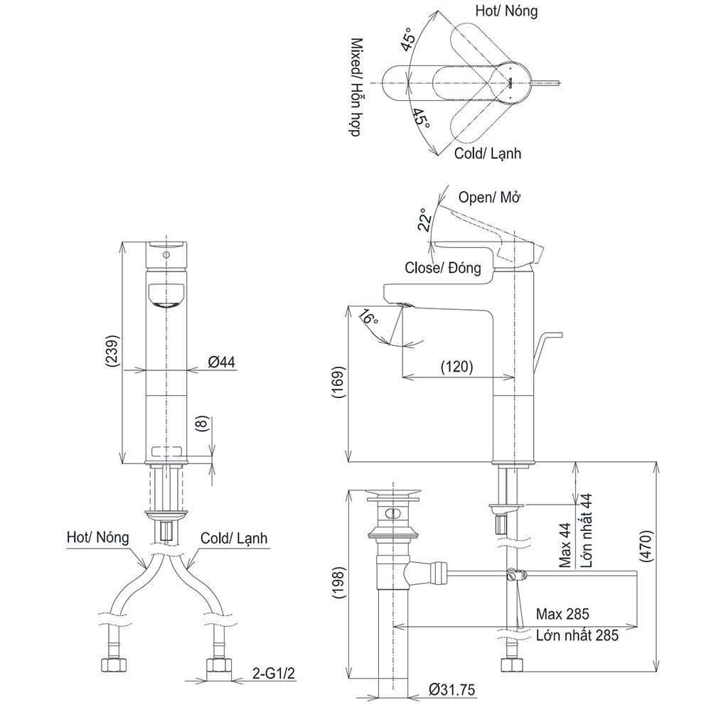 Bản vẽ kỹ thuật v&ograve;i chậu TOTO TLS06303V