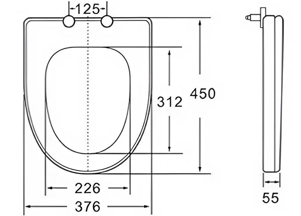 Bản vẽ kỹ thuật nắp bồn cầu Basic BSA-124S