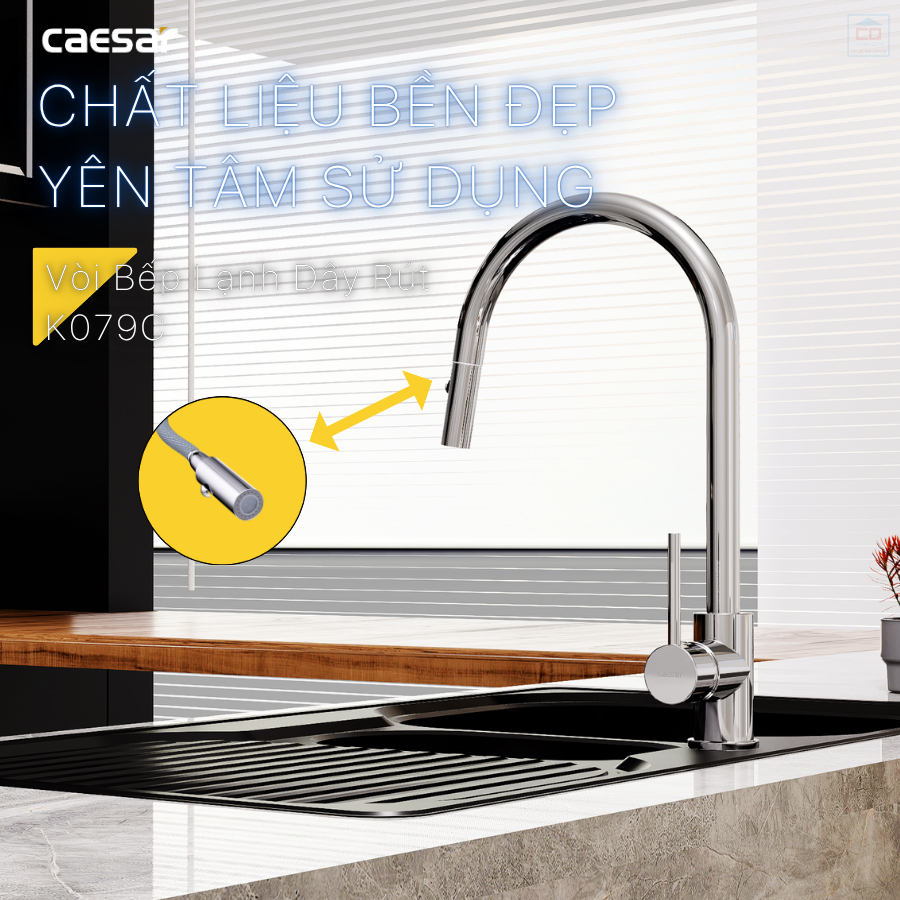 Vòi bếp dây rút Caesar K079C