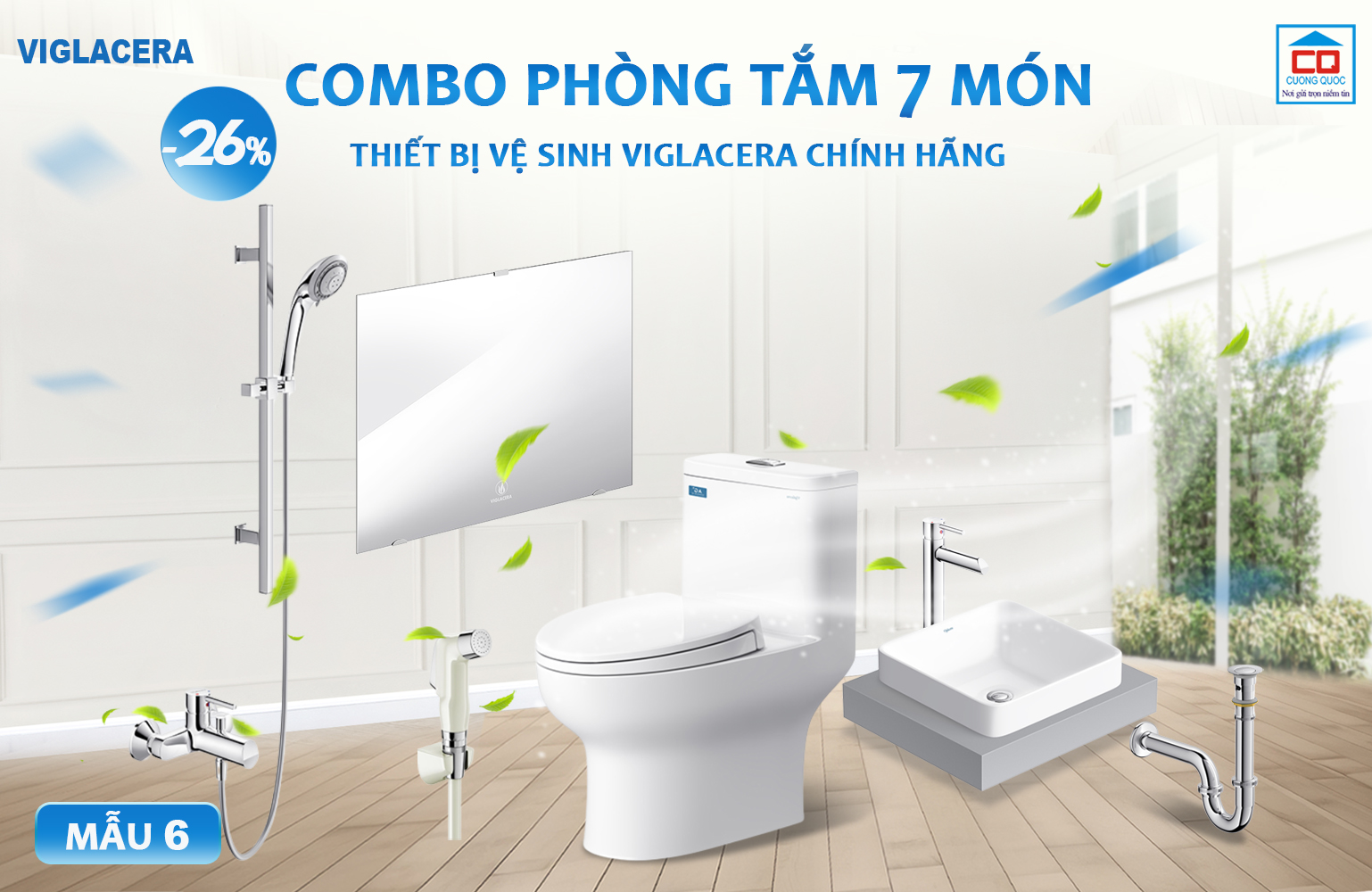 Bộ thiết bị vệ sinh Viglacera cho c&ocirc;ng tr&igrave;nh - Mẫu 6