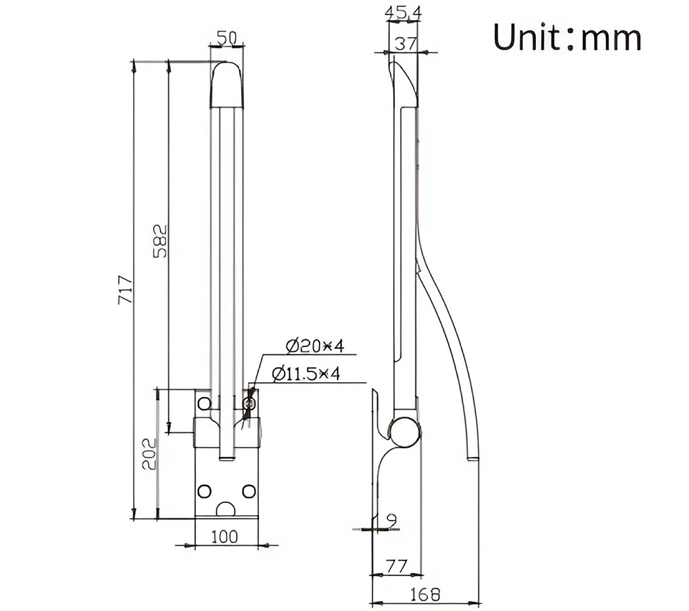 Bản vẽ kỹ thuật tay vịn Basic SA003