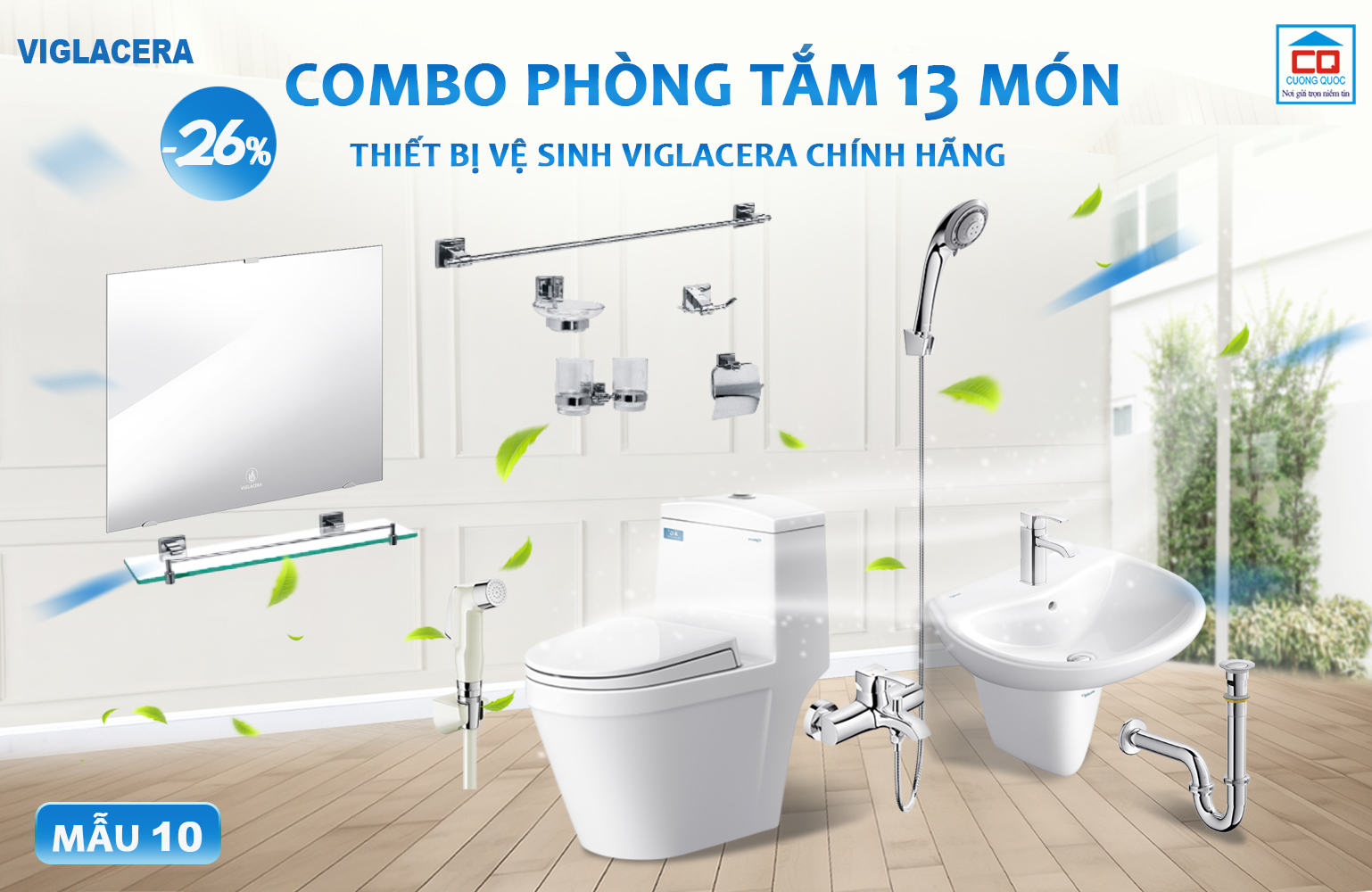 Combo thiết bị vệ sinh ph&ograve;ng tắm Viglacera mẫu 10