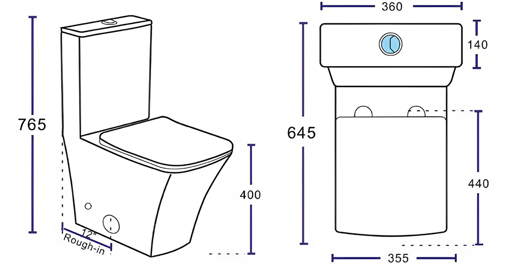 Bản vẽ kỹ thuật bồn cầu Basic Cara
