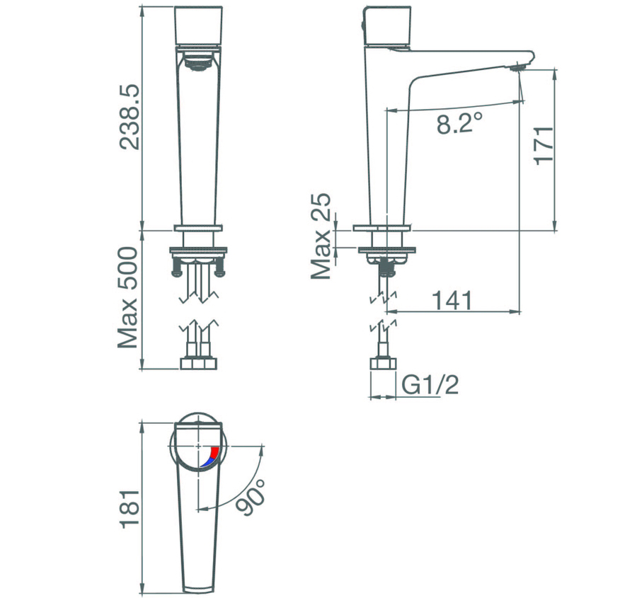 Thông số kỹ thuật vòi lavabo Viglacera VG136.1
