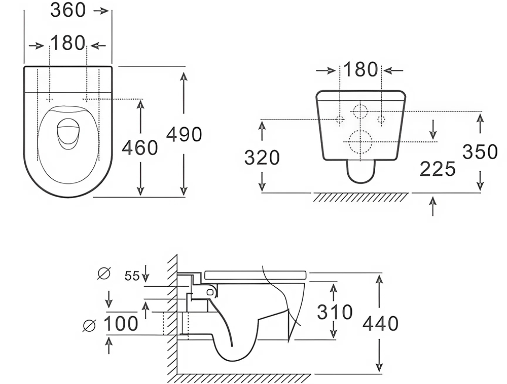 Bản vẽ kỹ thuật bồn cầu Basic Eden-WG