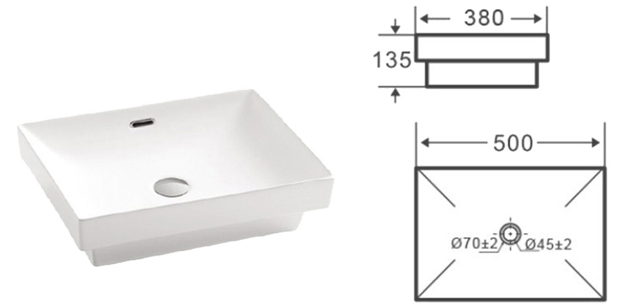 Bản vẽ kỹ thuật lavabo Basic BSB-1456
