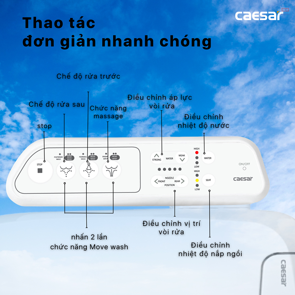 Bảng điều khiển nắp điện tử Caesar TAF400H