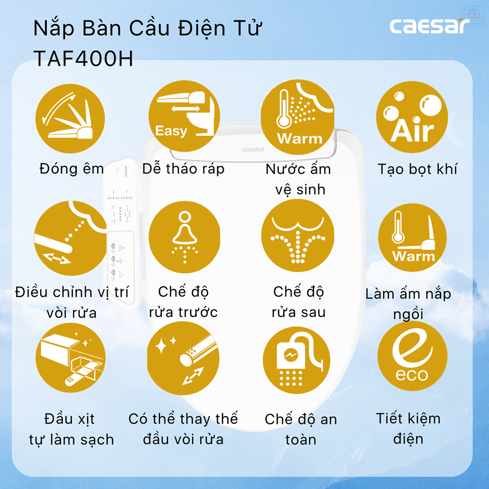 Tính năng nắp bồn cầu Caesar TAF400H