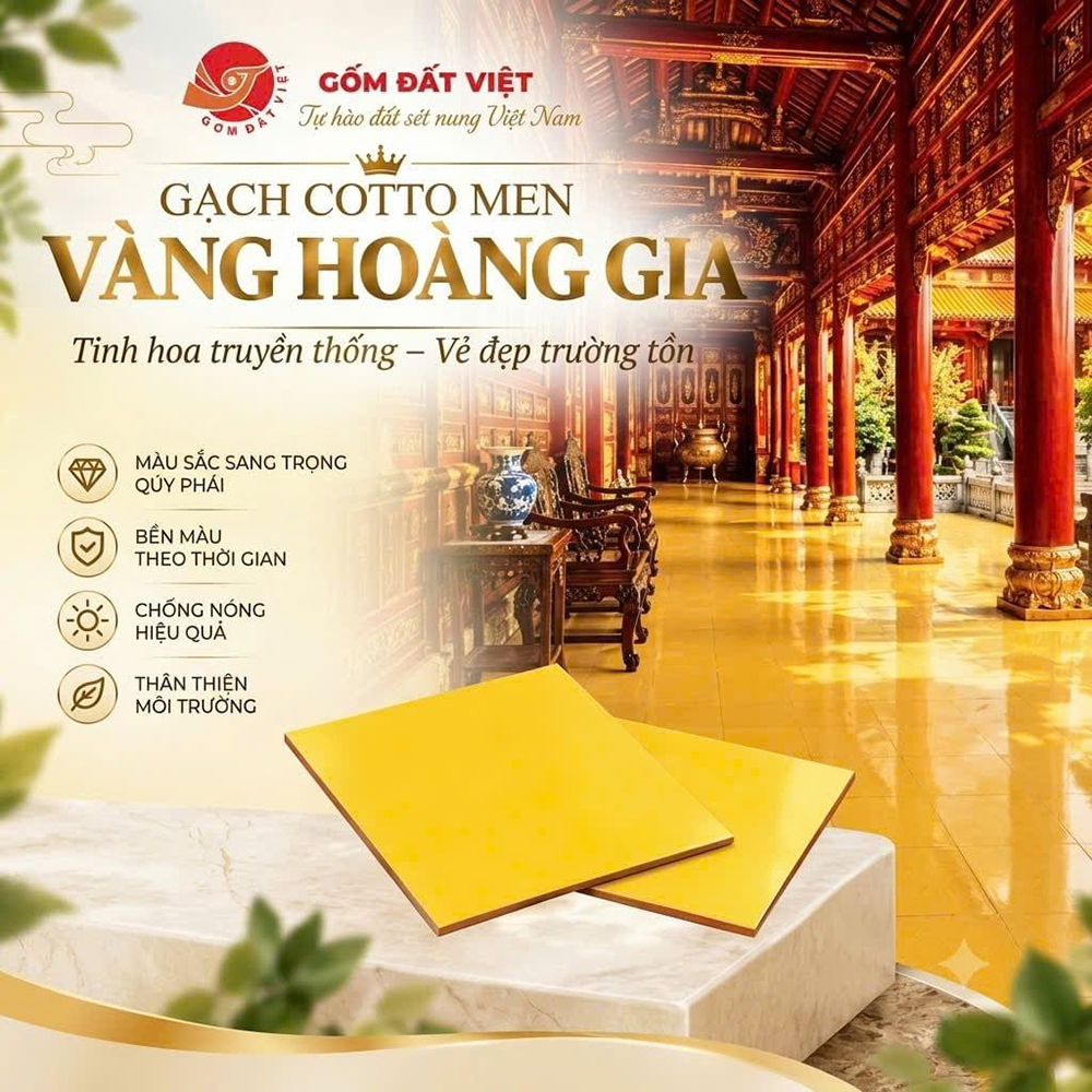 Gạch cotto men vàng Hoàng Gia