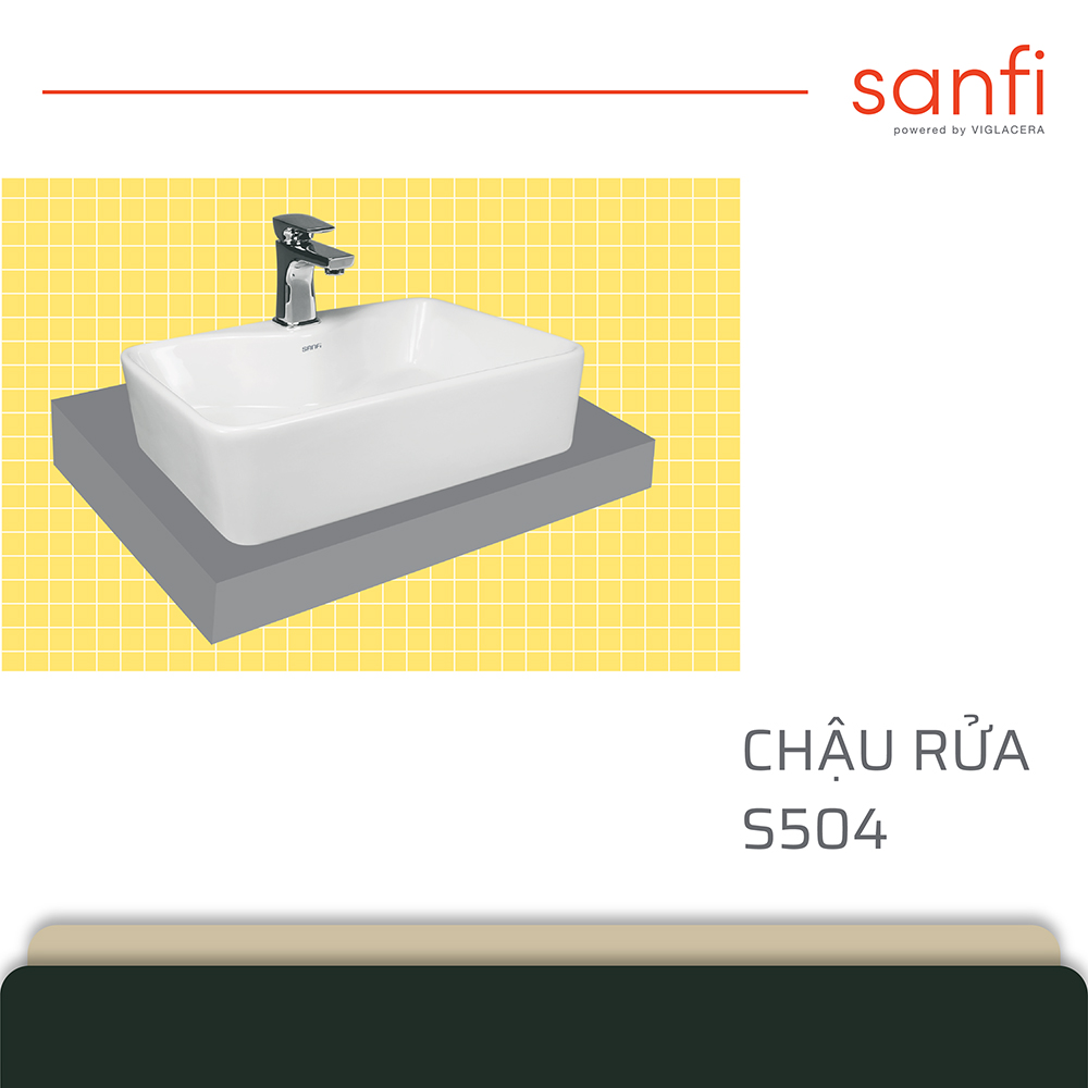 Chậu lavabo đặt b&agrave;n Sanfi S504
