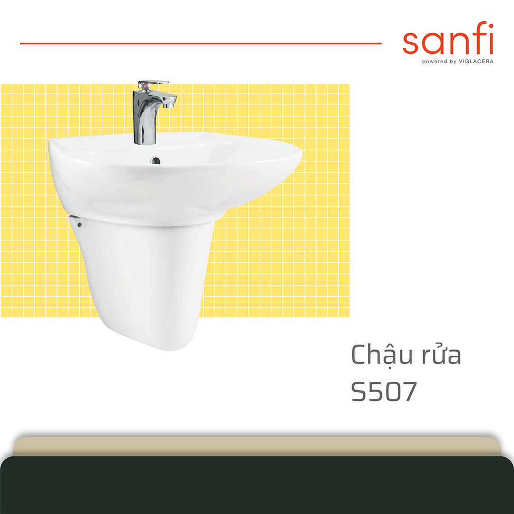 Chậu lavabo treo tường Sanfi S507