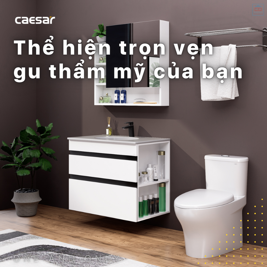 Tủ chậu treo tường Caesar LF5026 + EH15026DDRV