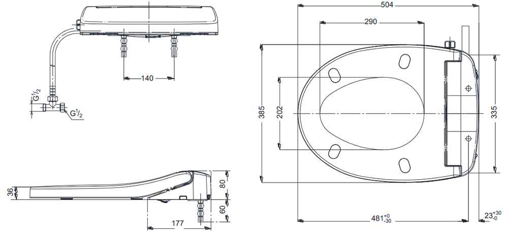 Bản vẽ kỹ thuật nắp bồn cầu TOTO TCW07S
