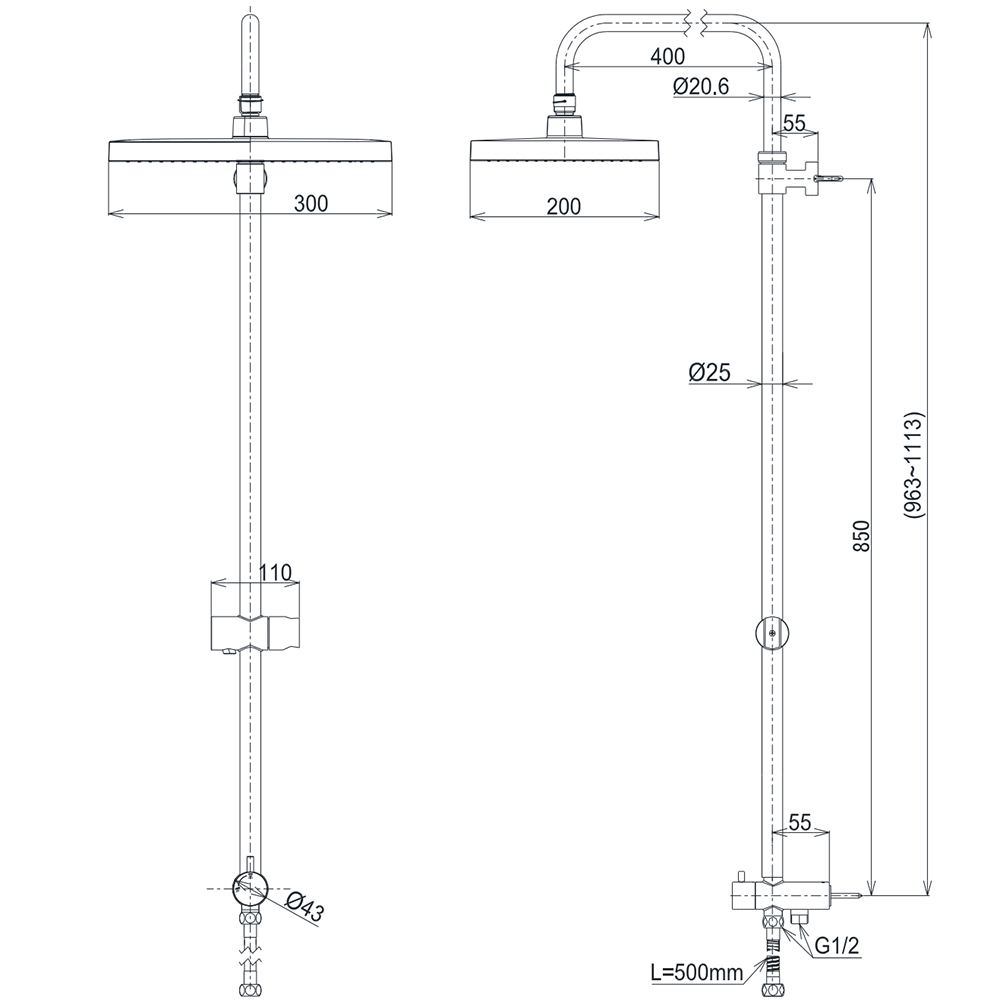 Bản vẽ kỹ thuật th&acirc;n sen c&acirc;y TOTO TBW13040V