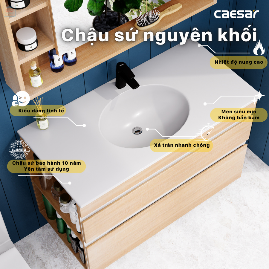 Lavabo tủ chậu Caesar LF5028 + EH15028DDLW7V