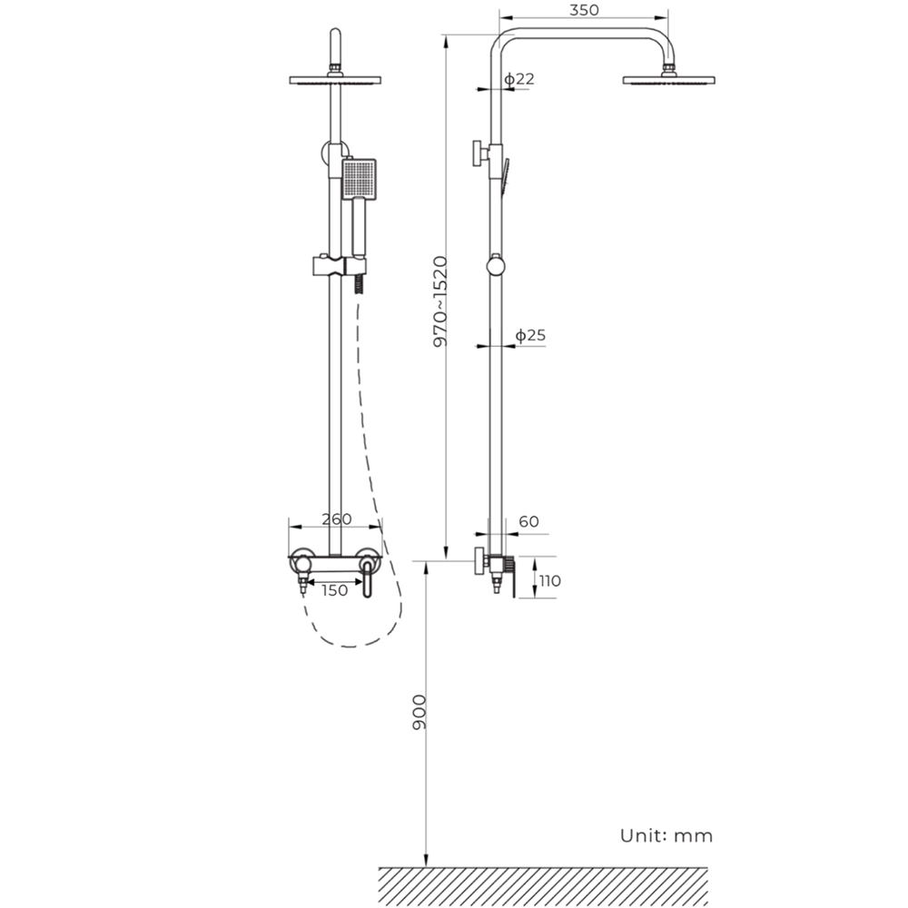Bản vẽ kỹ thuật sen c&acirc;y Basic Cara-SG