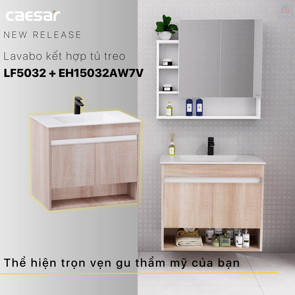 Lavabo kết hợp tủ treo Caesar LF5032 + EH15032AW7V