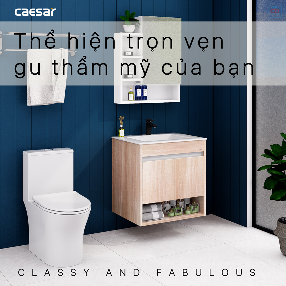 Tủ chậu treo tường Caesar LF5030 + EH15030AW7V