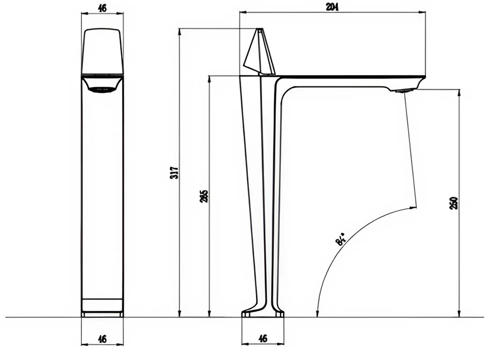 Bản vẽ kỹ thuật v&ograve;i chậu Basic Cavoli-HT