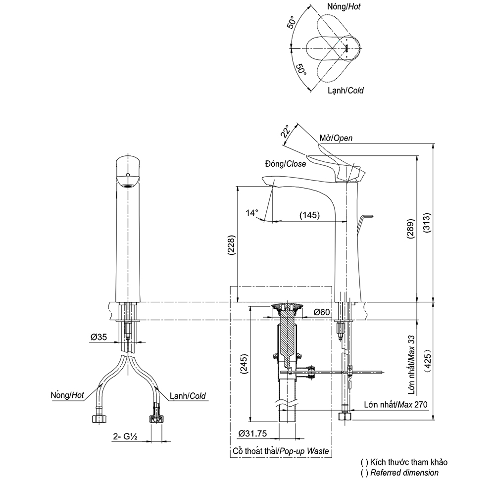 Bản vẽ kỹ thuật vòi chậu TOTO TLG01307V
