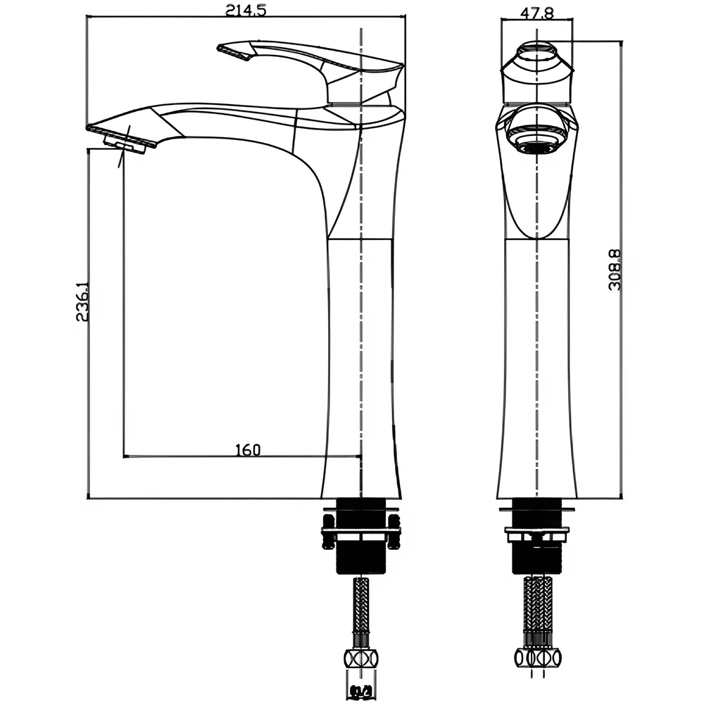 Bản vẽ kỹ thuật v&ograve;i chậu Basic Eden-HG