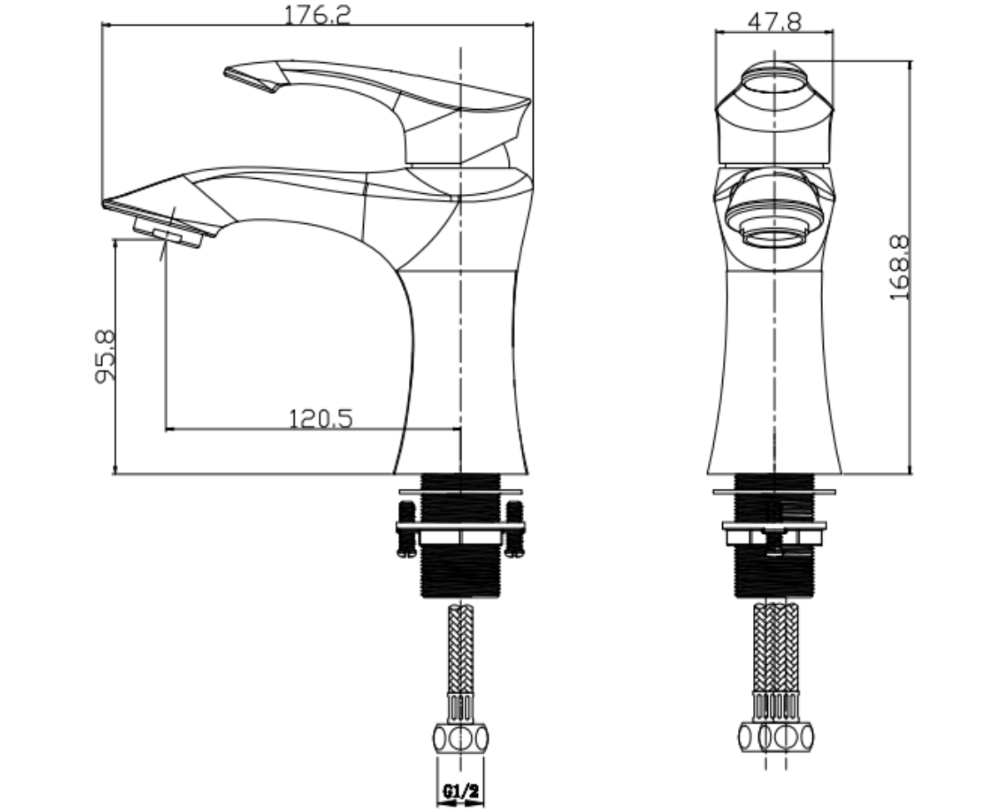 Bản vẽ kỹ thuật v&ograve;i chậu Basic Eden-L
