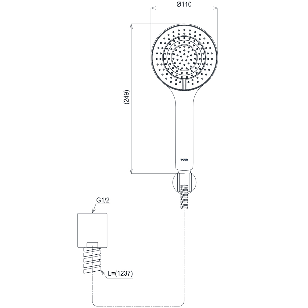 Bản vẽ kỹ thuật b&aacute;t sen cầm tay TOTO TBW09010V